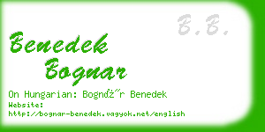 benedek bognar business card